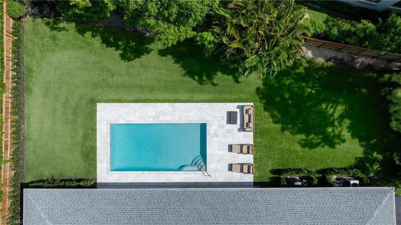 Drone / aerial view of a pool