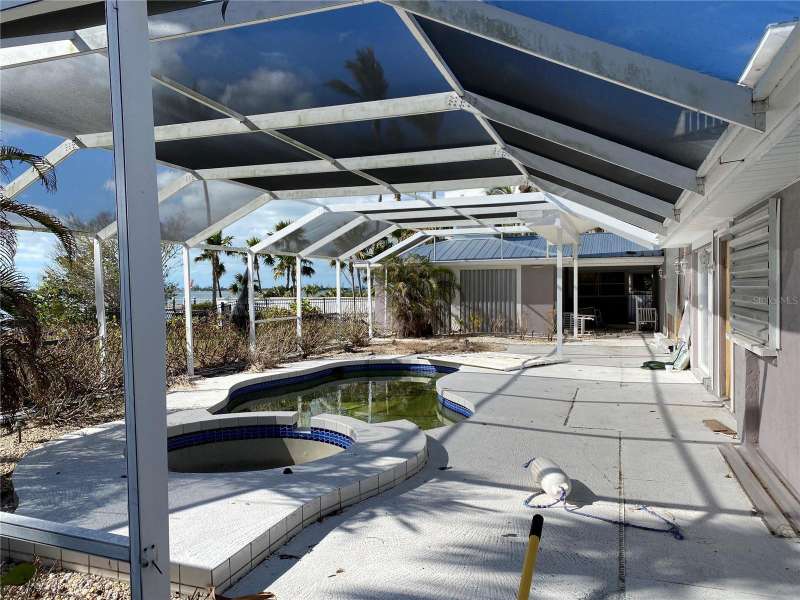 Pool area showing damage