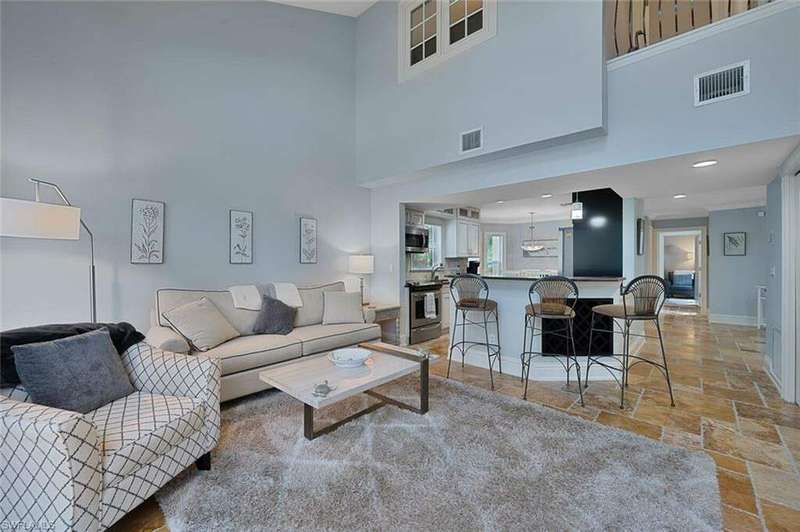 Living room with high ceilings