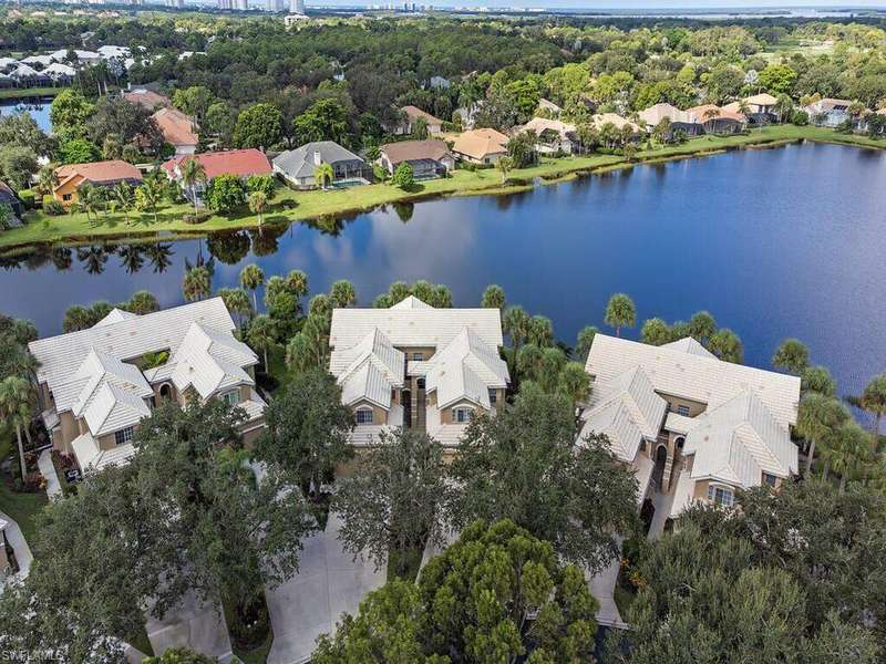 Birds eye view with expansive  water view