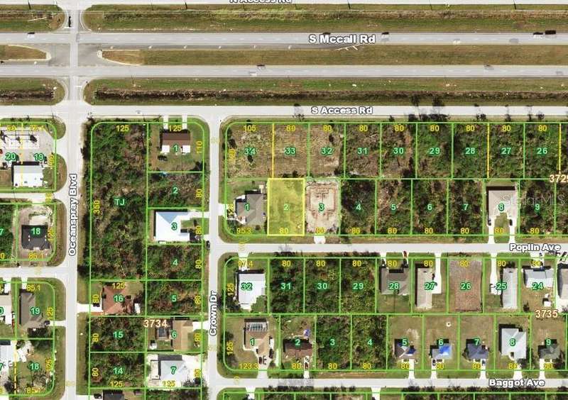 Old aerial before lot cleared & fill dirt i place