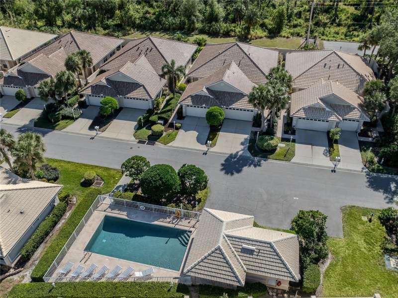 Aerial View. Pool is located directly across from the villa.