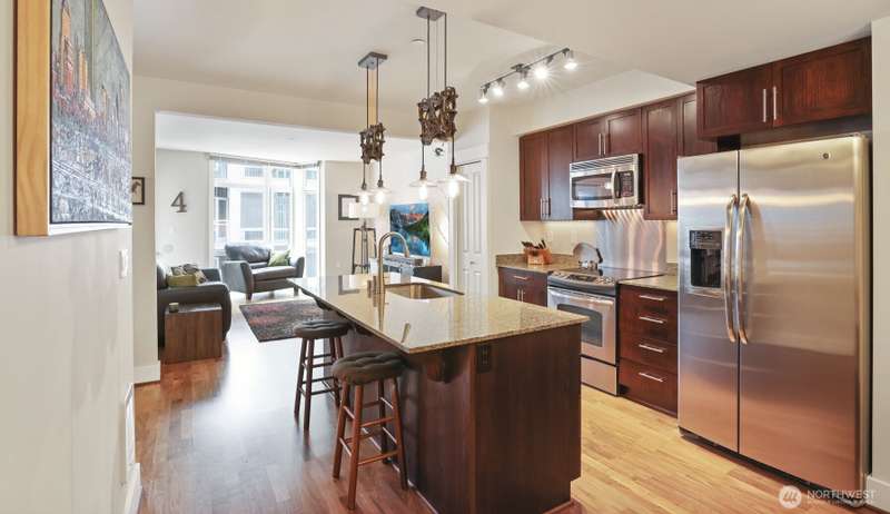 Greatroom style living with flexible space for dining or home office