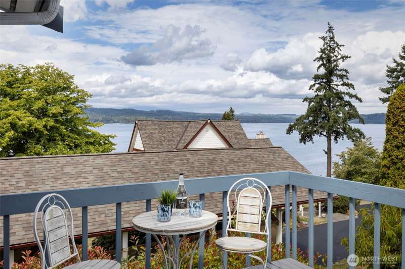 Panoramic views of the Olympic mountains & Hood Canal adorn the views from the Primary bedroom deck.