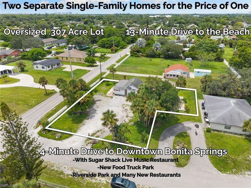 2 SEPARATE SINGLE-FAMILY-HOMES ON A VERY LARGE, 0.307-ACRE, CORNER LOT IN BONITA SPRINGS