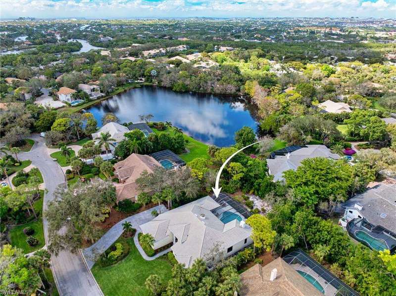 Bird's eye view of side lake and private location