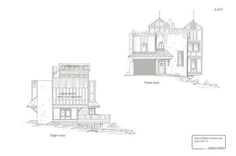 Architectural drawings (Front & right side view).