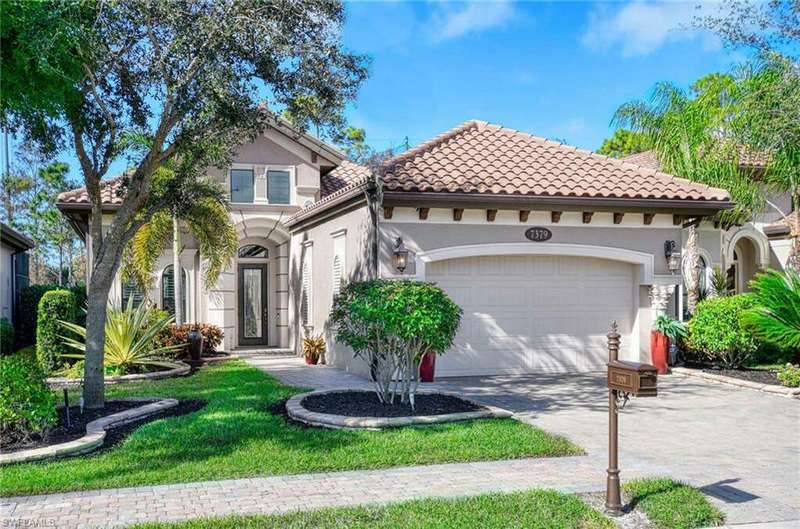 Stock 2016 Build Upgraded Mediterranean / spanish-style home with a garage and a front lawn