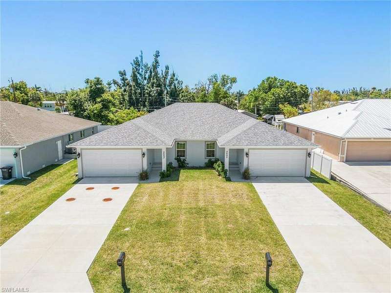 Aerial of front of property.