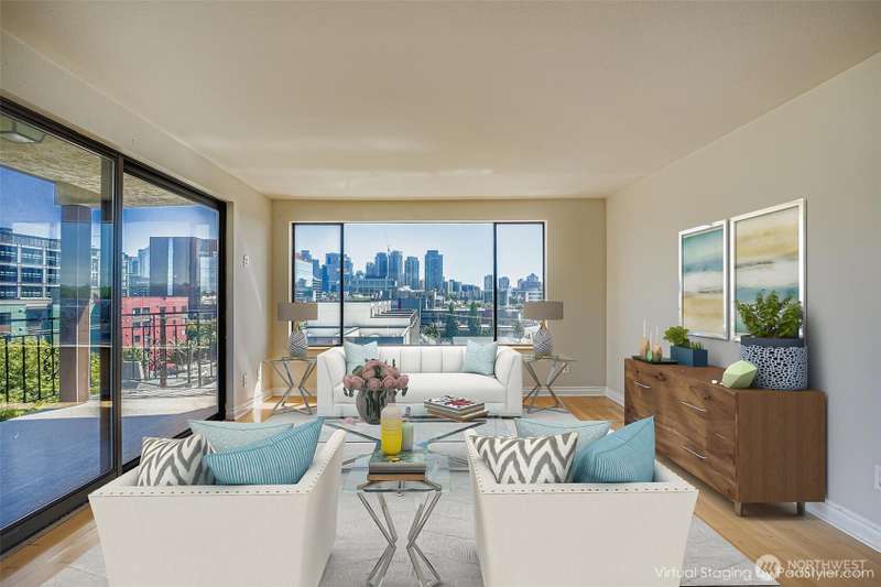Beautiful 4th floor condominium with large and newly refurbished Balcony, view of Seattle Center and the Downtown Seattle Skyline