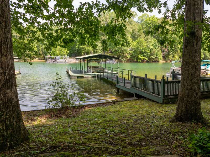 Covered dock in place