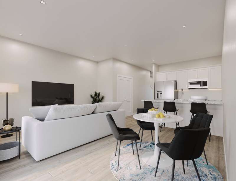 Virtually stage great room/dining area