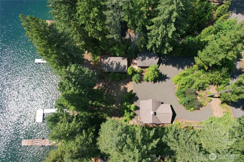 Beautiful view of both docks and property.