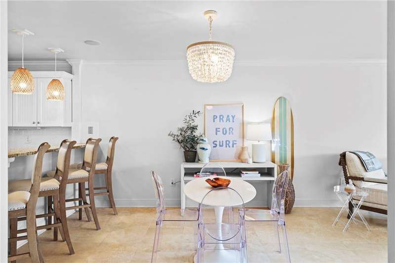 Dining room featuring a chandelier and ornamental